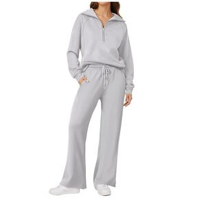 Women's Gray Jumpsuit Wide Leg with Pockets 2XL